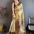Cream floral woven design zari kanjeevaram saree with unstitched blouse piece