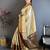 Cream floral woven design zari kanjeevaram saree with unstitched blouse piece