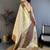 Cream floral woven design zari kanjeevaram saree with unstitched blouse piece