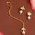 Gold plated kundan white beaded maang tikka with earrings