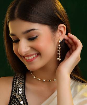 Gold plated kundan white stones necklace-sets 1