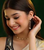 Gold plated kundan white stones necklace-sets