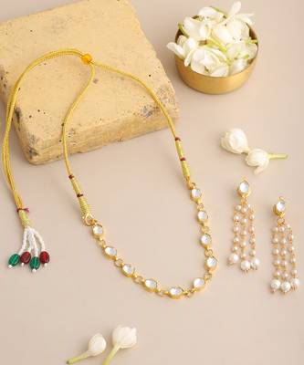 Gold plated kundan white stones necklace-sets 2