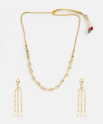 Gold plated kundan white stones necklace-sets 3