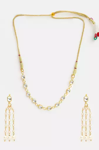 Gold plated kundan white stones necklace-sets