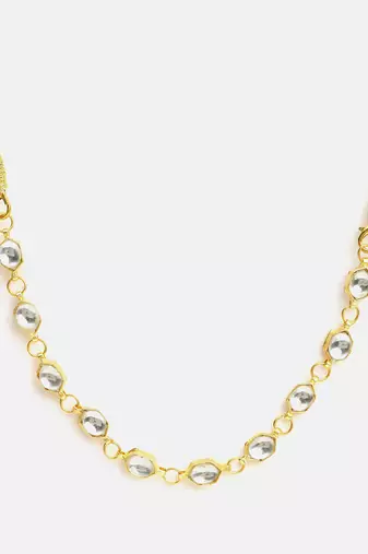Gold plated kundan white stones necklace-sets