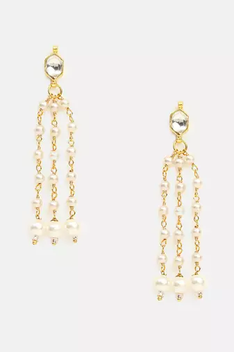 Gold plated kundan white stones necklace-sets