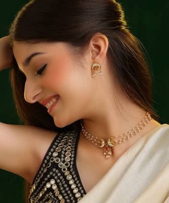 Gold plated kundan pink stone beaded necklace-sets 1
