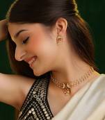 Gold plated kundan pink stone beaded necklace-sets