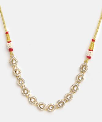 Gold plated kundan grey stones beaded necklace set with maang tikka and haathphool 4