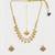 Gold plated kundan grey beaded necklace set with maang tikka and haathphool