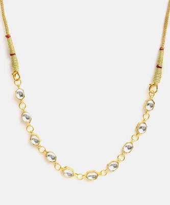 Gold plated kundan white beaded necklace set with haathphool 4