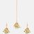 Gold plated kundan green and white beaded maang tikka with earrings