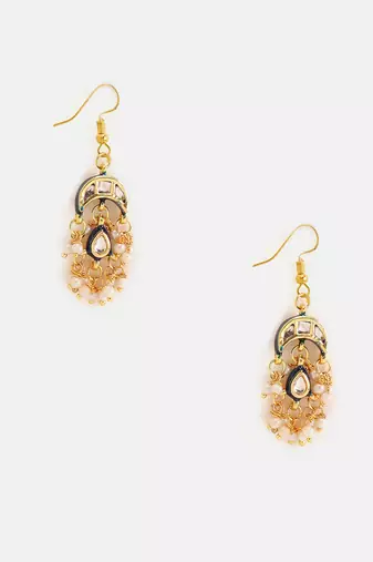 Gold plated kundan blue stone maang tikka with earrings