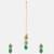 Gold plated kundan green beaded maang tikka with earrings