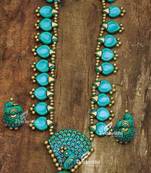 green blue and antique gold+Terracotta jewellery
