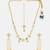 Gold plated kundan green stones necklace set with maang tikka and haathphool