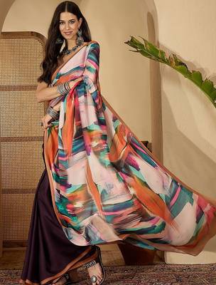 Multicolor multi satin printed sarees 2