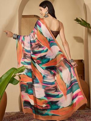 Multicolor multi satin printed sarees 3