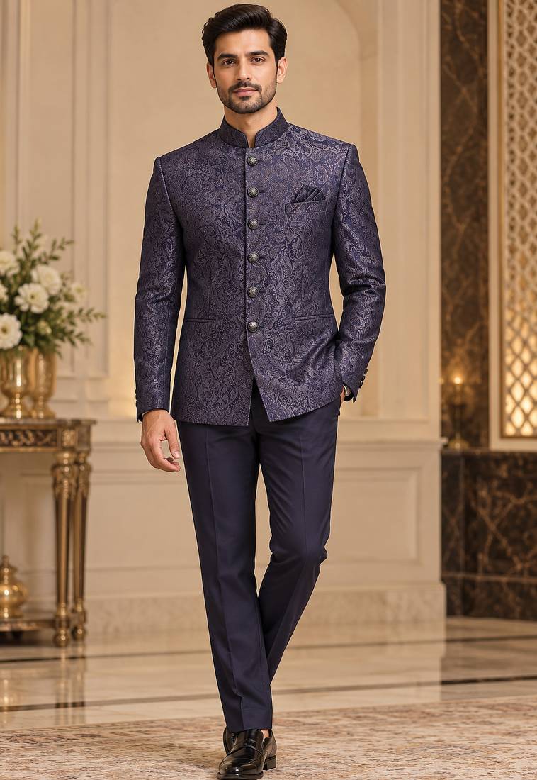 Blue jodhpuri bandhgala ethnic wear