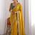 Mustard embroidered sequinned sarees with unstitched blouse piece