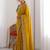 Mustard embroidered sequinned sarees with unstitched blouse piece