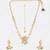 Gold plated kundan green beaded necklace set with maang tikka and haathphool