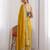 Mustard embroidered sequinned sarees with unstitched blouse piece
