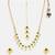 Gold plated kundan green stone necklace set with maang tikka and haathphool
