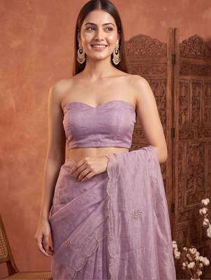 Lavender floral beads and stones tissue designer saree 5