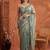Teal floral embroidered tissue designer saree
