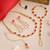 Gold plated kundan red stones necklace set with maang tikka and haathphool