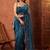 Teal floral beads and stones tissue designer saree