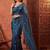 Teal floral beads and stones tissue designer saree