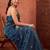 Teal floral beads and stones tissue designer saree