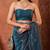 Teal floral beads and stones tissue designer saree