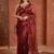 Maroon floral embroidered tissue designer saree