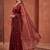 Maroon floral embroidered tissue designer saree