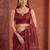 Maroon floral embroidered tissue designer saree