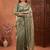 Olive floral embroidered tissue designer saree