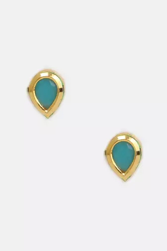 Gold plated kundan turquoise stones necklace set with maang tikka