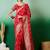 Red ethnic motif zari woven kanjeevaram saree with blouse
