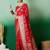 Red ethnic motif zari woven kanjeevaram saree with blouse