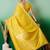 Yellow ethnic motif zari woven kanjeevaram saree with blouse piece