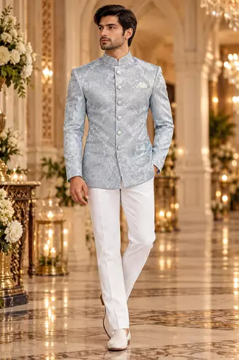Sky blue jodhpuri bandhgala ethnic wear