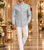 Sky blue jodhpuri bandhgala ethnic wear
