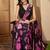 Purple women purple floral printed silk blend ready to wear saree with stitched blouse