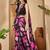Purple women purple floral printed silk blend ready to wear saree with stitched blouse