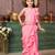 Pink girls solid embroidered sequined saree with blouse