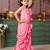 Pink girls solid embroidered sequined saree with blouse